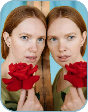 Self-reflecting woman